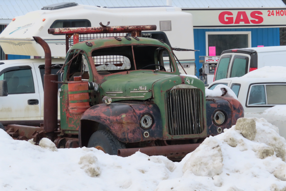 A 1950s B-61 Mack truck at Haines Junction, Yukon, in February