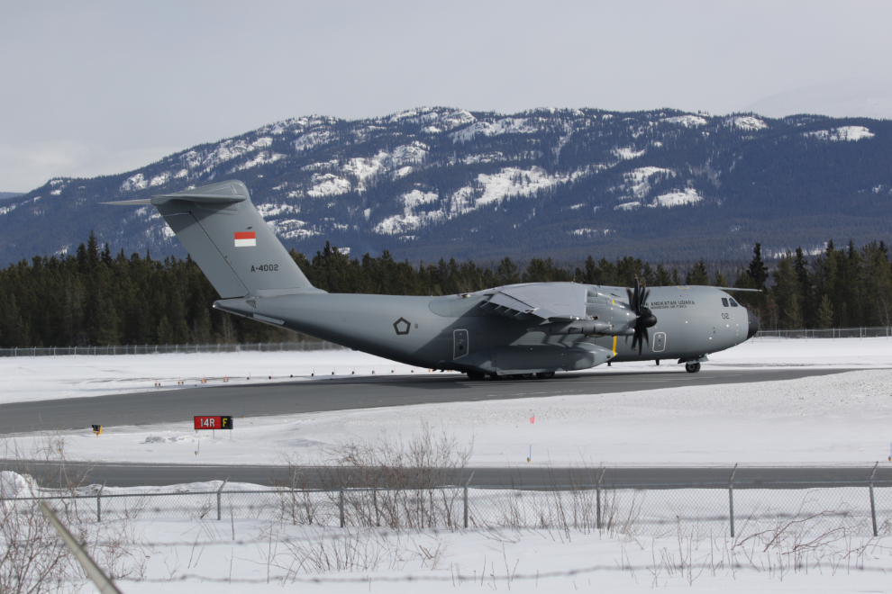 Indonesian Air Force Airbus A400M Atlas A-4002 at Whitehorse, Yukon.