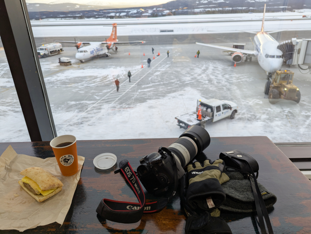 Breakfast at the Black Wolf Bistro at the Whitehorse airport.