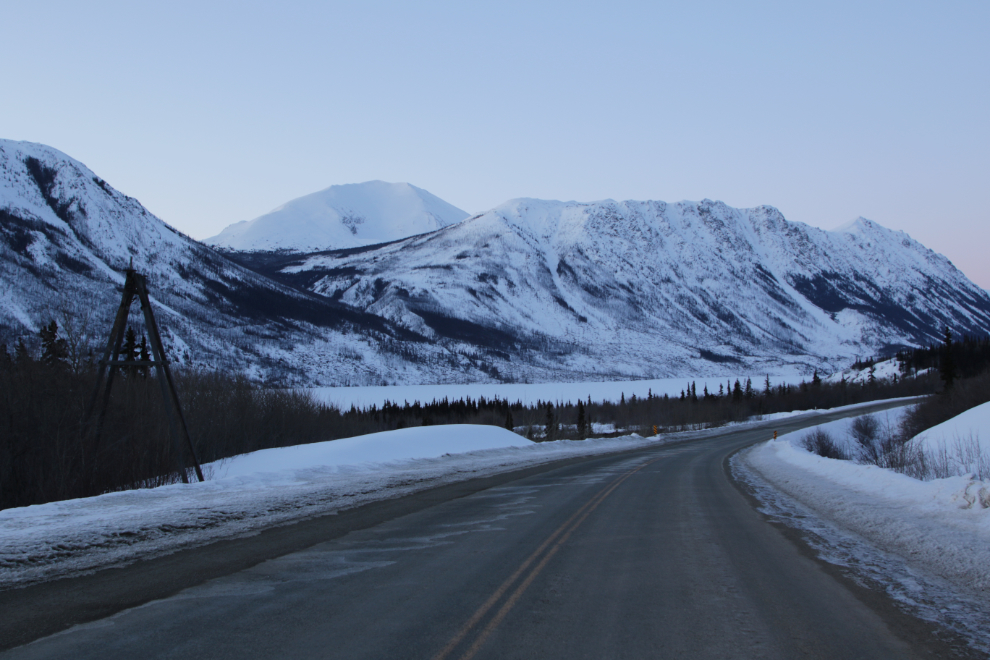 A snowy dawn at Km 89 of the South Klondike Highway.