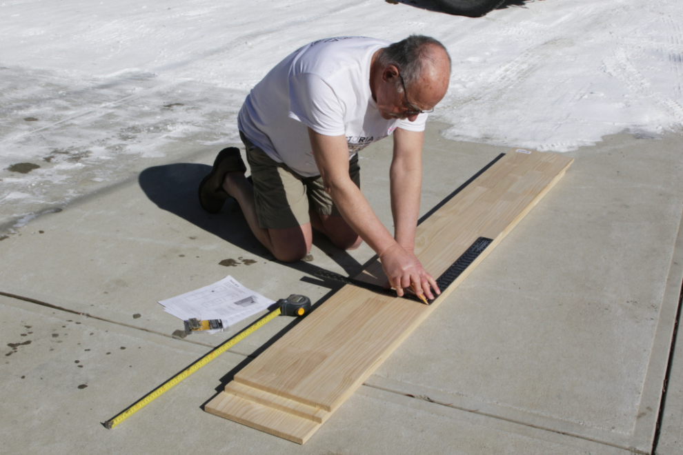 Building a boreal owl nesting box.
