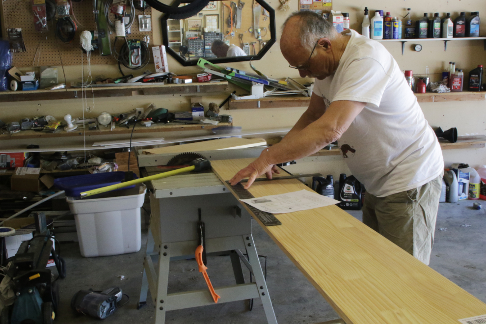 Building a boreal owl nesting box.