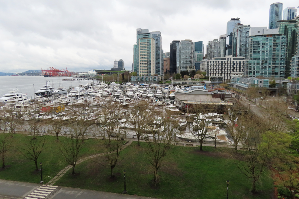 The view over the marina from Room 626 in the Westin Bayshore Hotel in Vancouver.