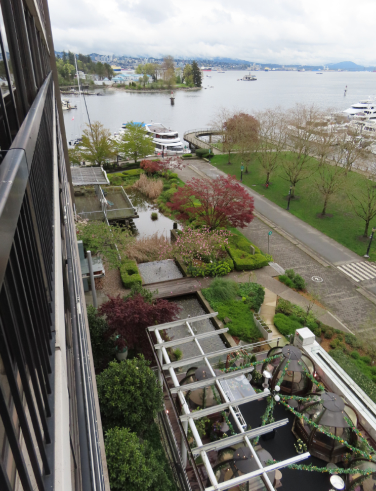 The view to the north from Room 626 in the Westin Bayshore Hotel in Vancouver.