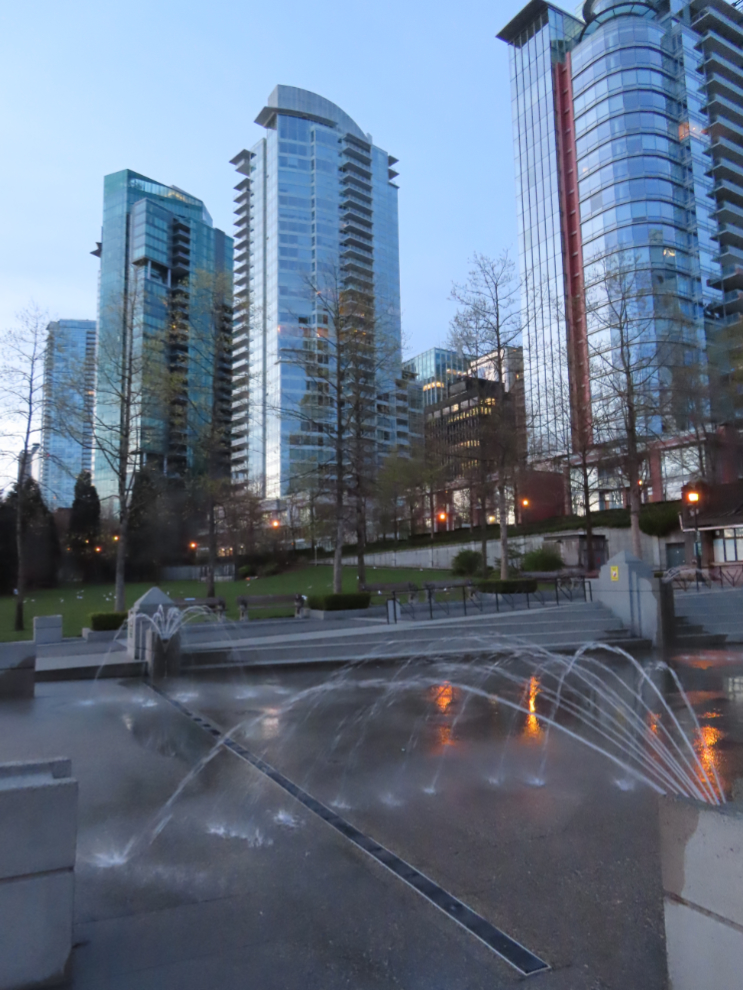 A spray park along the seawall in Vancouver.