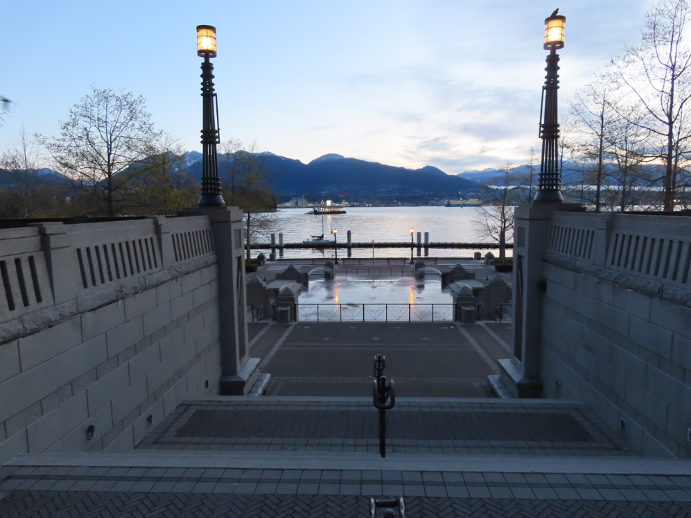 A spray park along the seawall in Vancouver.