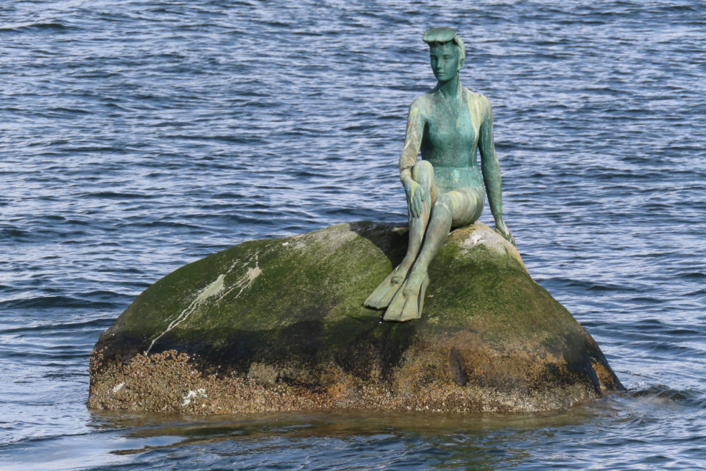In Vancouver, 'Girl in a Wetsuit,' a life-size bronze sculpture cast in 1972 by Elek Imredy.