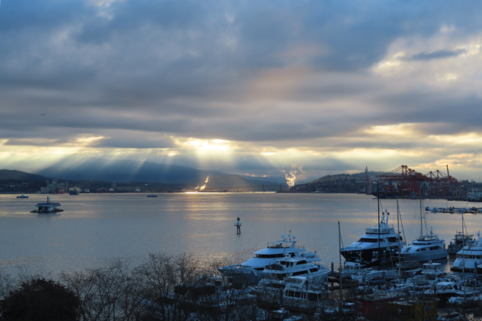 God-beam morning light at Vancouver harbour.