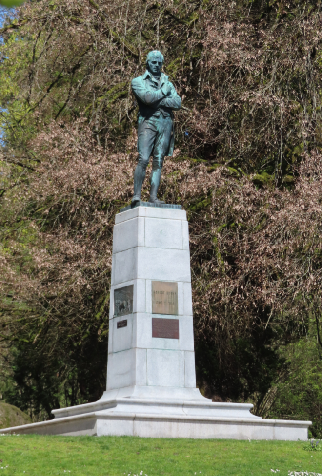 A statue of Robert Burns in Stanley Park, Vancouver.