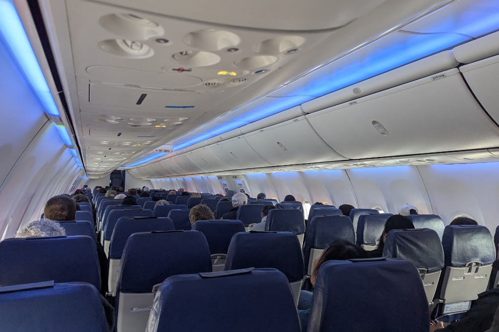 Aboard one of Air North's Boeing 737-800s.