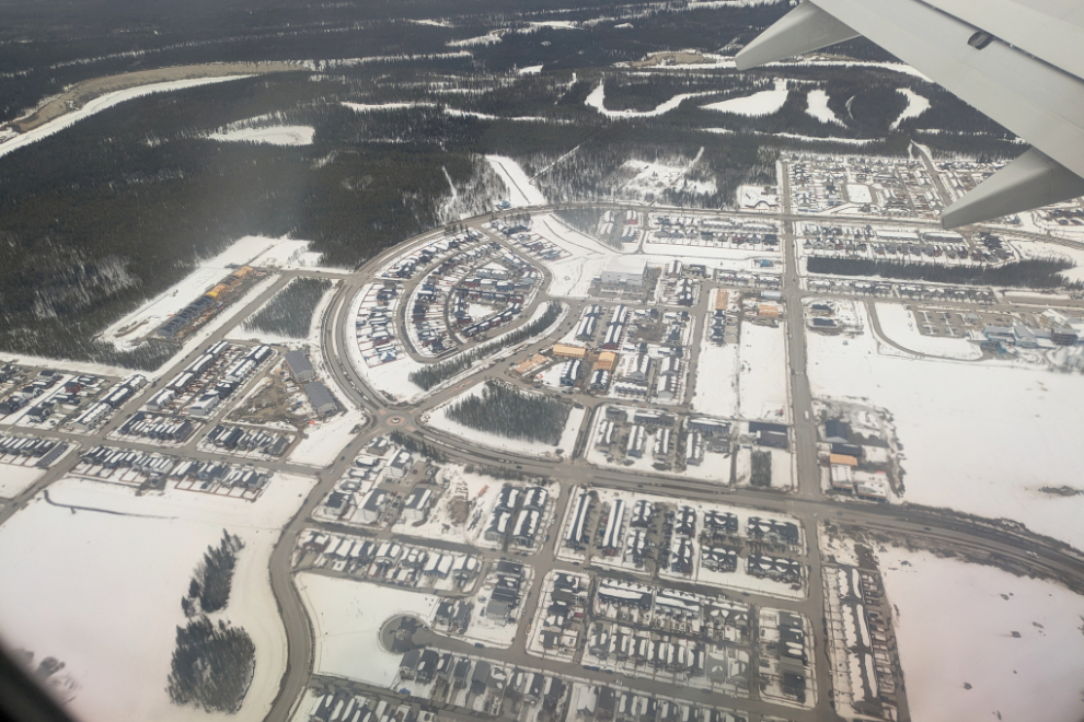 An aerial view of the Whistle Bed community at Whitehorse, Yukon.