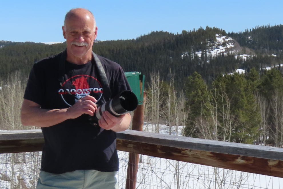 Murray Lundberg at the upper caribou viewing platform at the Yukon Wildlife Preserve.