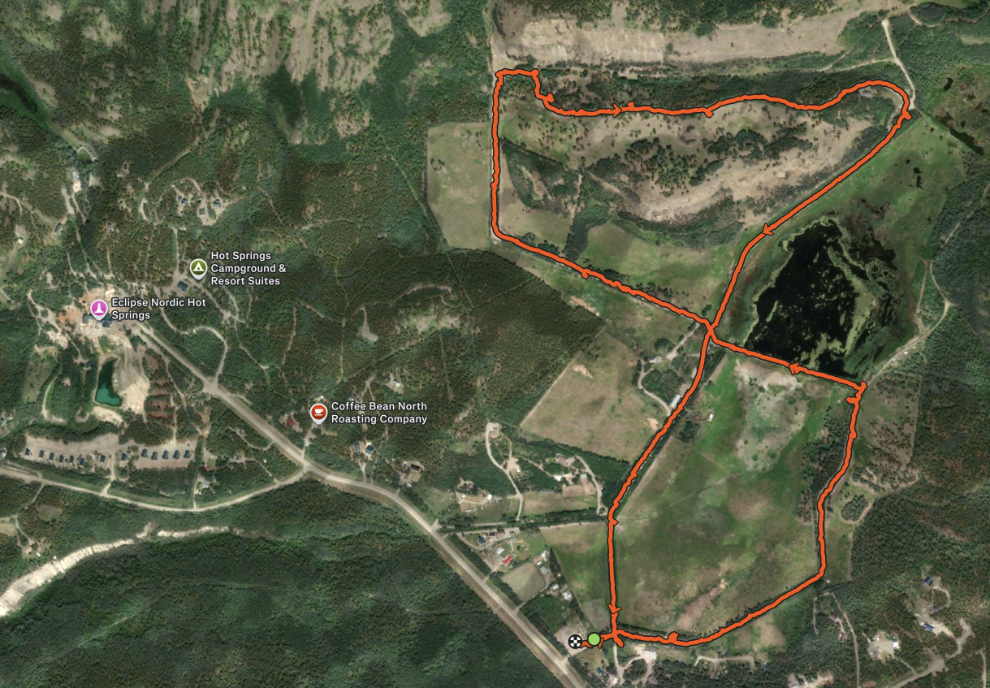 Map of the 5-km walk at the Yukon Wildlife Preserve.