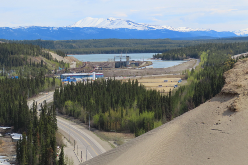 From one of the trails at the Whitehorse airport, the view over the dam to Schwatka Lake and Mount Lorne.