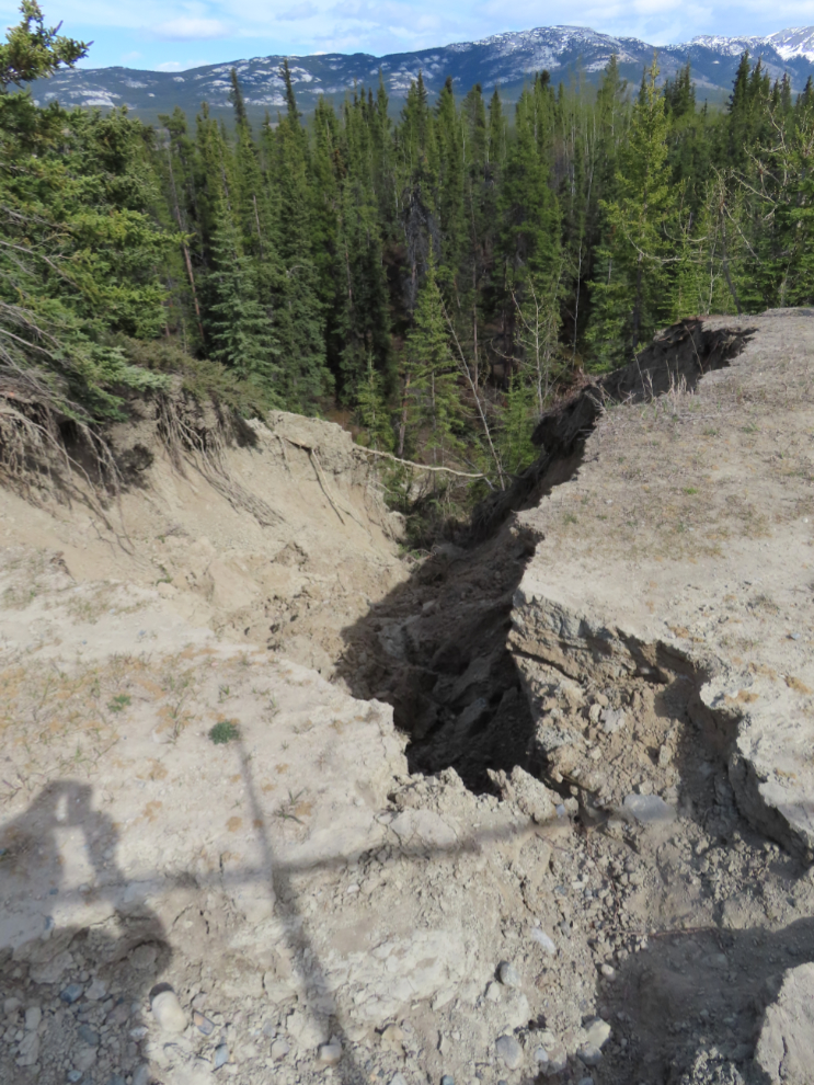 A recent landslide at the south end of the Whitehorse airport.