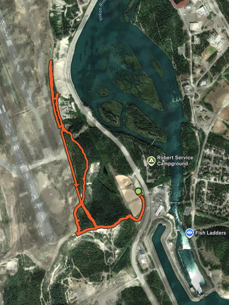 A map of my walk on the Airport South trails at Whitehorse.