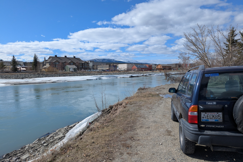Handy parking to hike the Hospital Ridge Trail, Whitehorse, Yukon.