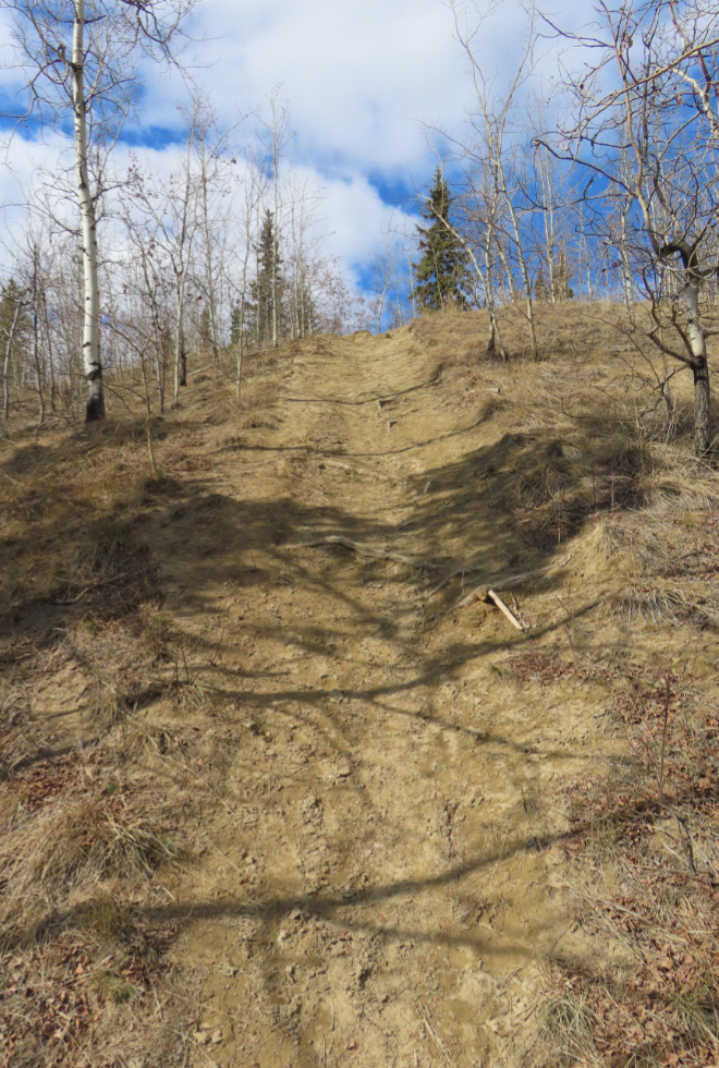 The very steep start of the Hospital Ridge Trail, Whitehorse, Yukon.