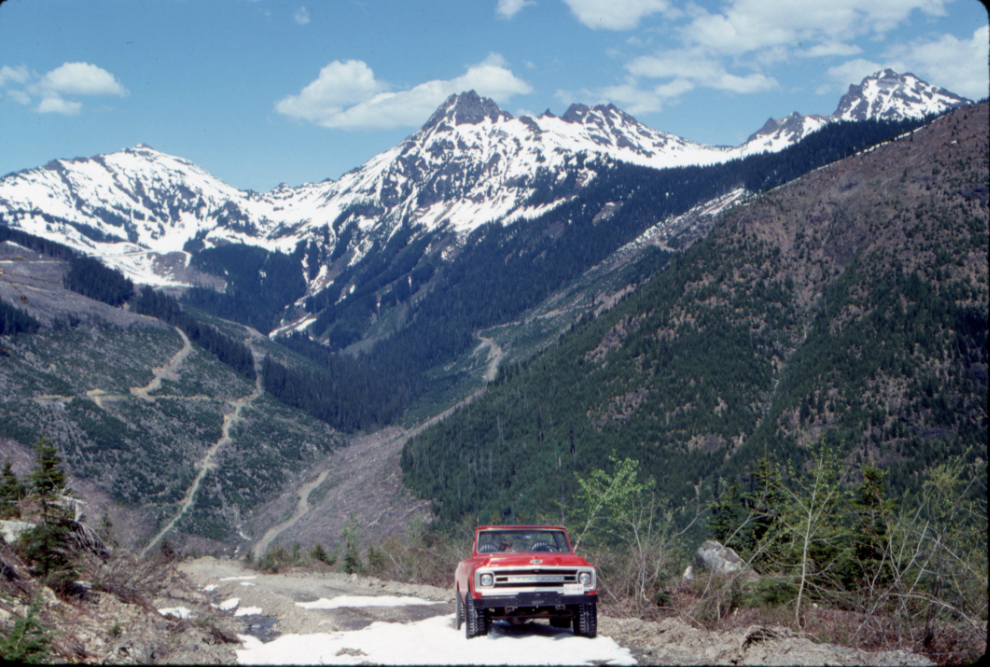 Mt. Cheam and the Lady Peaks from the Chipmunk Valley in 1989.