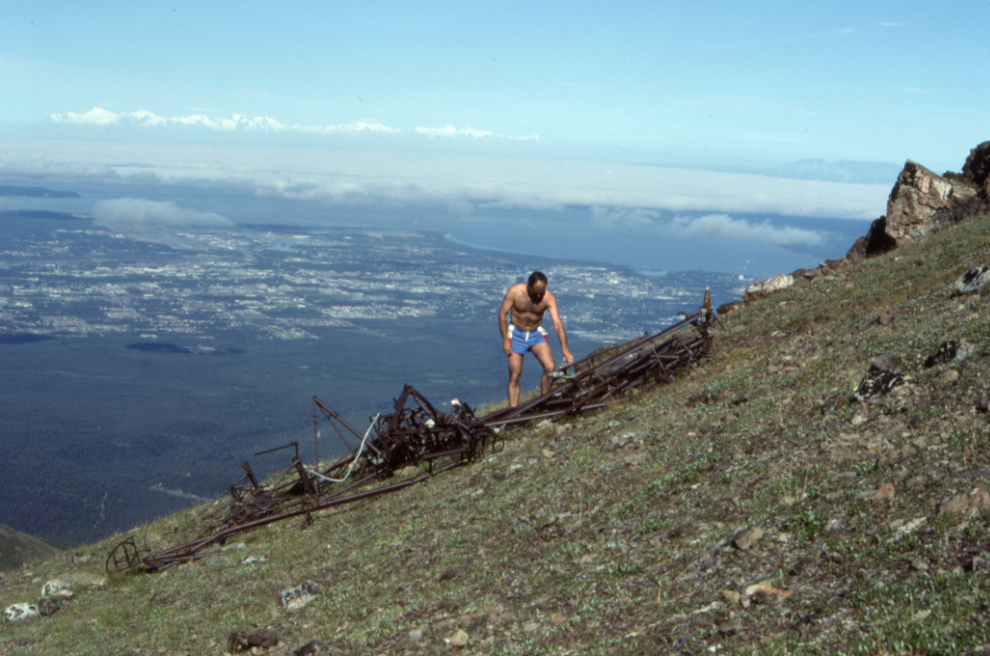 Wreckage of a fatal 1956 plane crash below Wolverine Peak Trail, Anchorage, Alaska