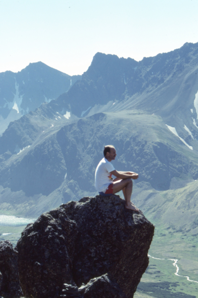 Murray Lundberg savouring the views from the top of the Wolverine Peak Trail, Anchorage, Alaska