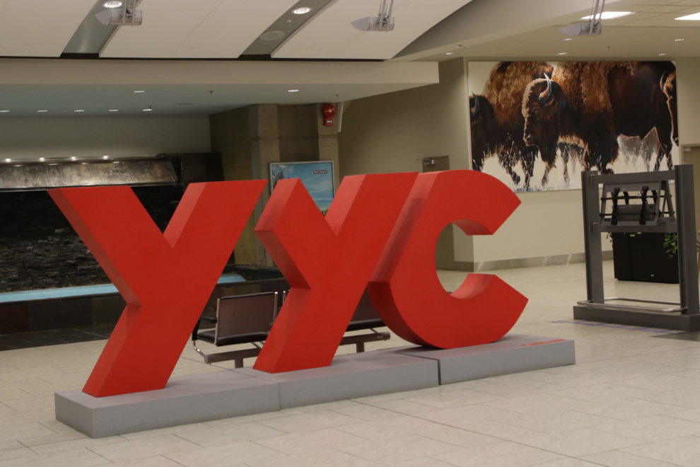 The YYC emblem at Calgary Airport.