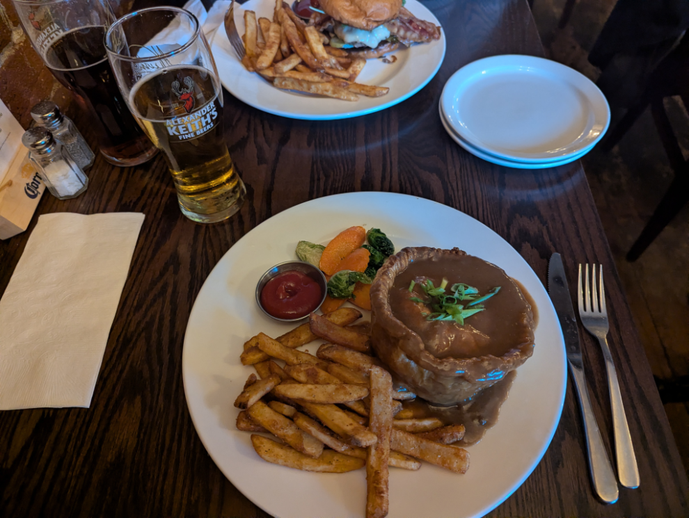 Steak and Guiness pie at The Brown Hound in Halifax, Nova Scotia.