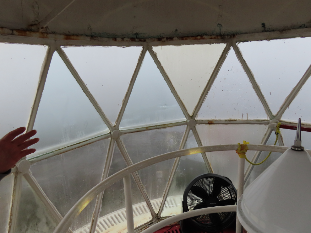 Up in the light tower at the Long Point Lighthouse at Twillingate, Newfoundland.