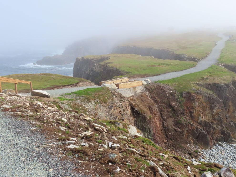 A foggy day at the puffin-viewing area at Elliston, Newfoundland.
