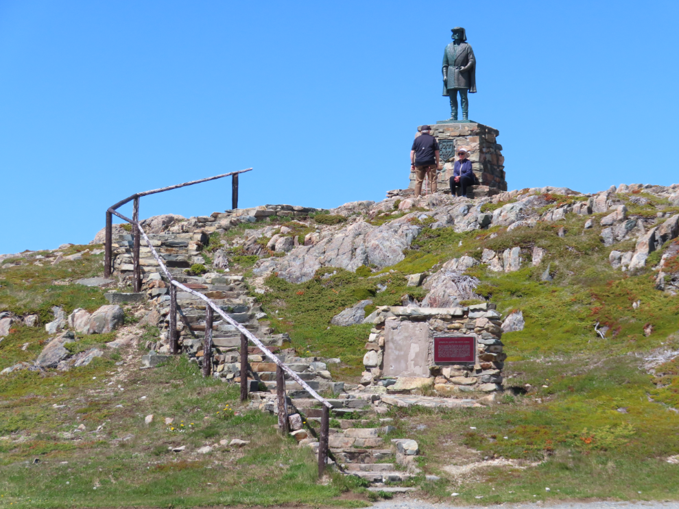 John Cabot looks out to sea from the Landfall Park at Cape Bonavista, Newfoundland.