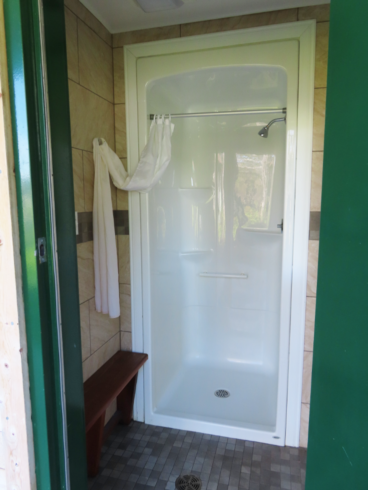Shower at Green Point Campground, Newfoundland.