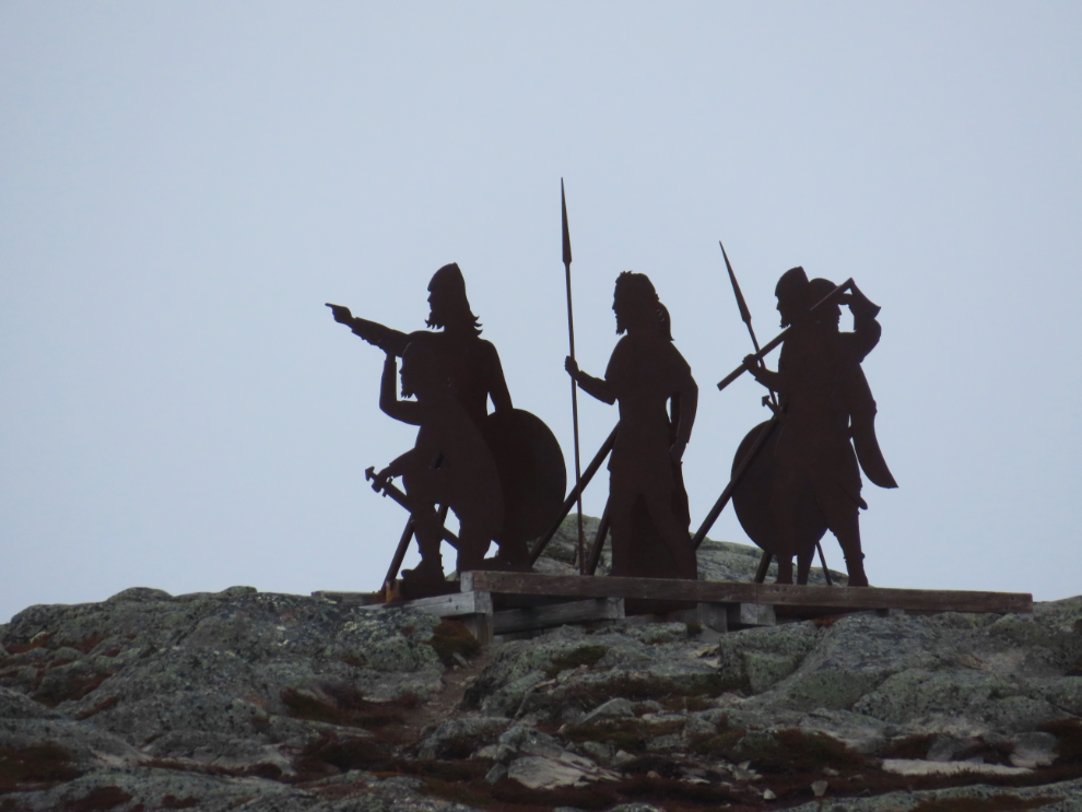Steel sculpture of Vikings at L'Anse aux Meadows National Historic Site, Newfoundland.