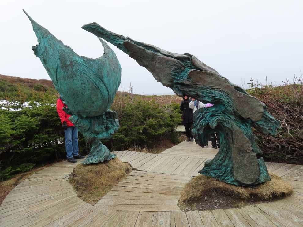 The Meeting of Two Worlds sculpture at L'Anse aux Meadows National Historic Site, Newfoundland.