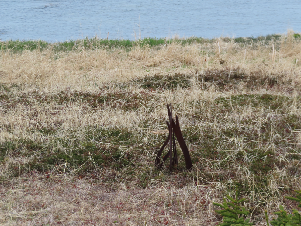 Firepit marker at L'Anse aux Meadows National Historic Site, Newfoundland.