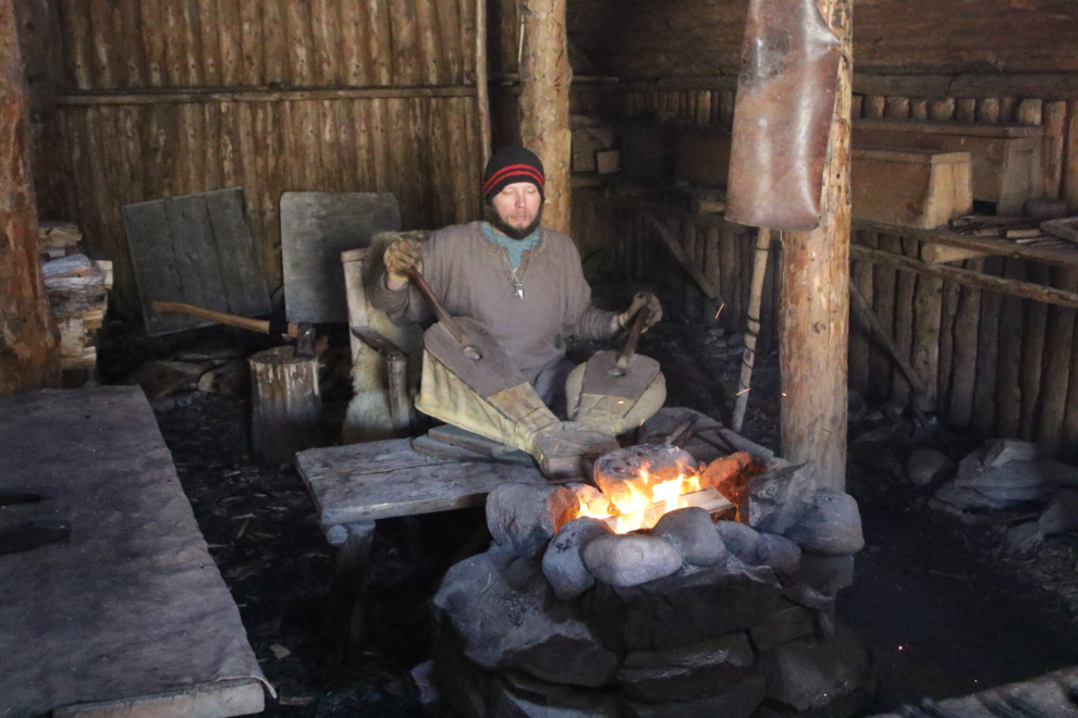 The blacksmith at Norstead Viking Village, Newfoundland.