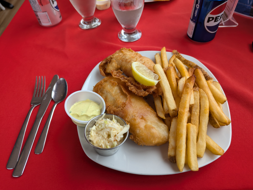 Excellent fish and chips at the Lightkeeper's Restaurant in St. Anthony, Newfoundland.