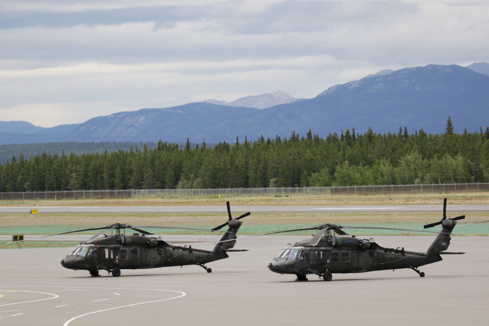 U.S. Army Sikorsky UH-60L Black Hawks at Whitehorse, Yukon.