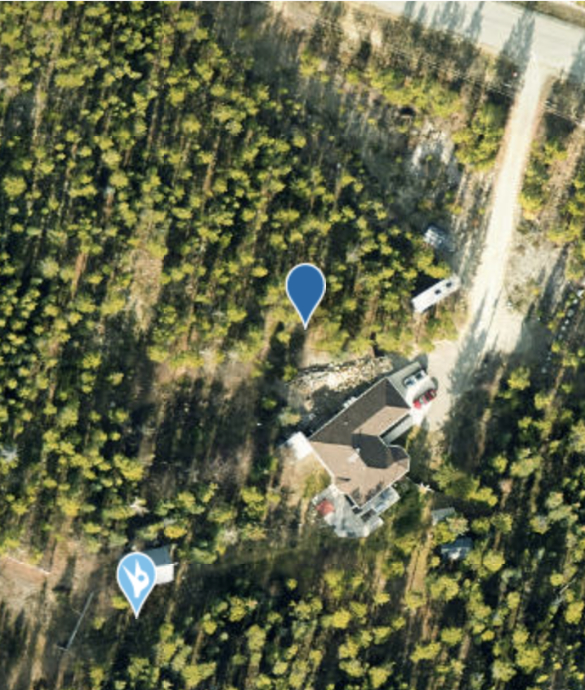 The location of my two nesting boxes, from my Cornell NestWatch account.