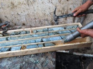 Dtill cores from a Kluane Drilling drill rig working in the Whitehorse Copper Belt for Gladiator Metals.