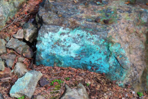 Copper-bearing rock at the 1907 Best Chance Mine in the Whitehorse Copper Belt.