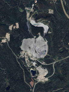 An aerial view of the Whitehorse Copper tailings ponds.