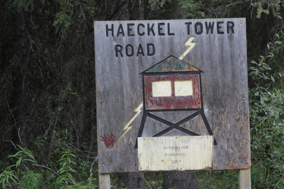 Sign - Haeckel Tower Road, Whitehorse.