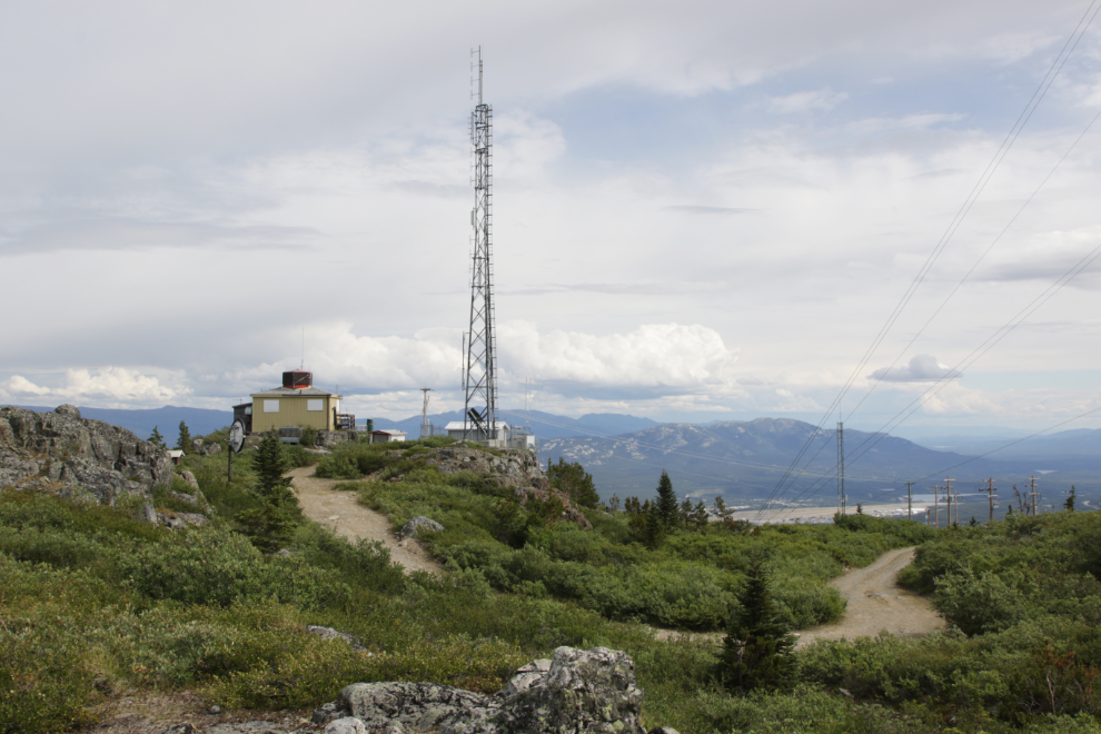 The forestry lookout tower on Haeckel Hill in Whitehorse, Yukon.