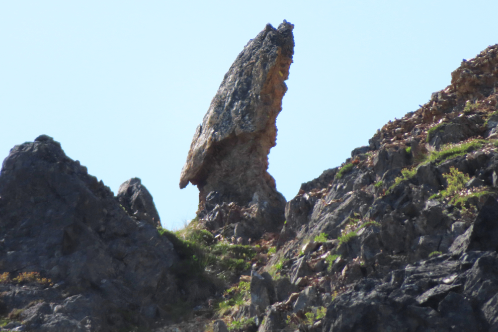 A bizarre rock formation on an old mining claim on 'Middle Ridge' above Tutshi Lake, BC.